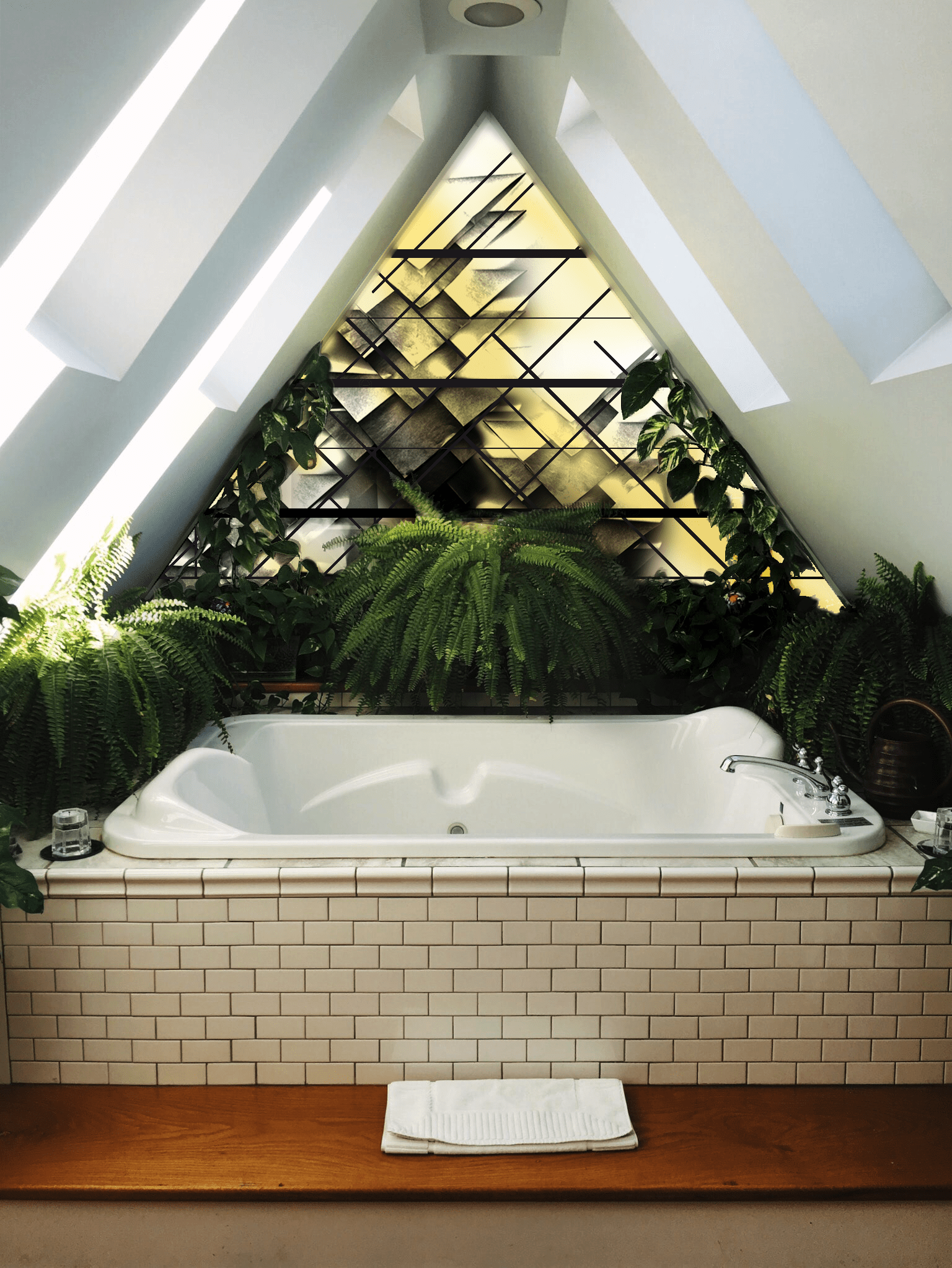 vitrail de salle de bain rétroéclairé