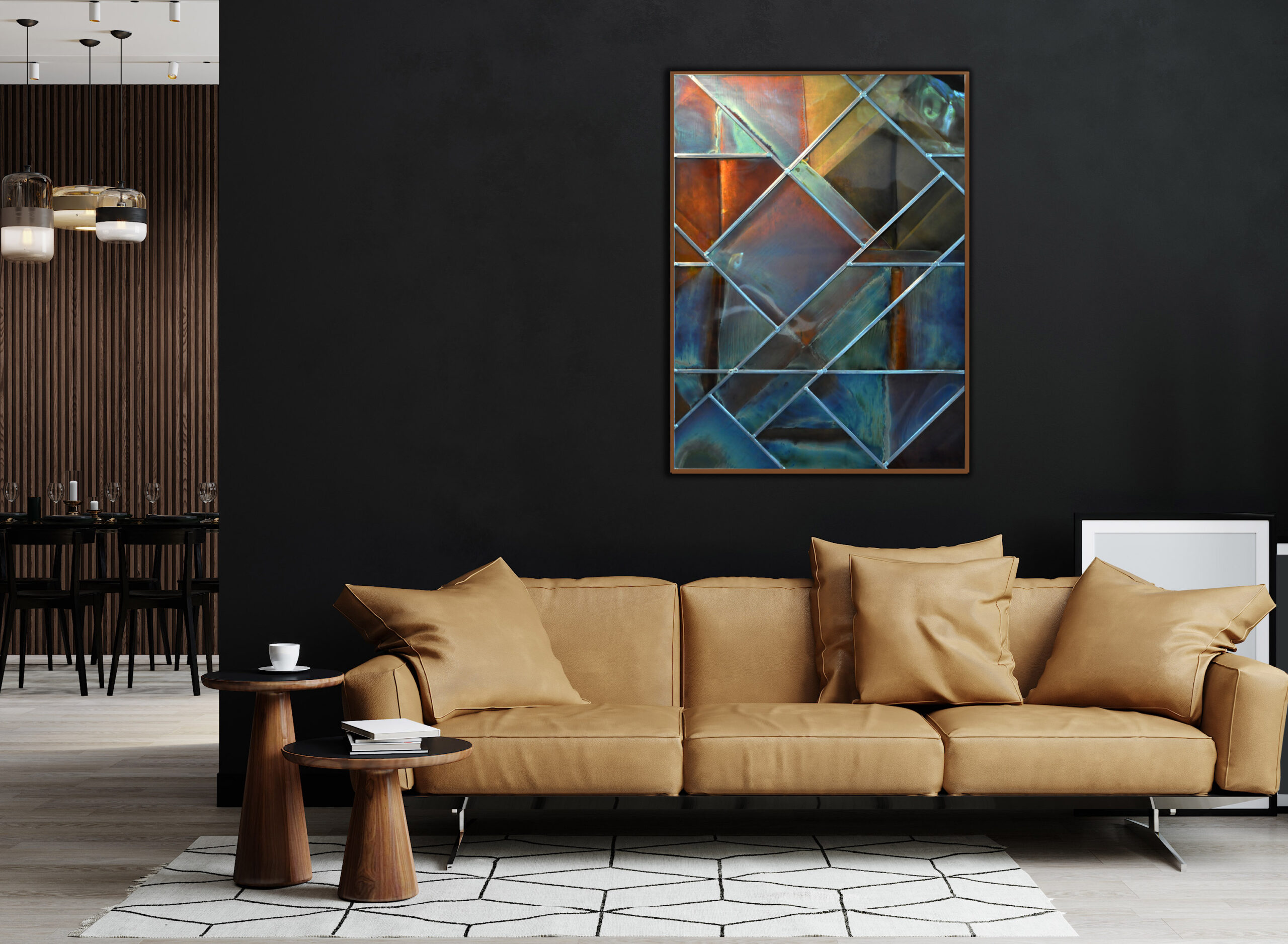 oeuvre murale décorative vue sans lumière